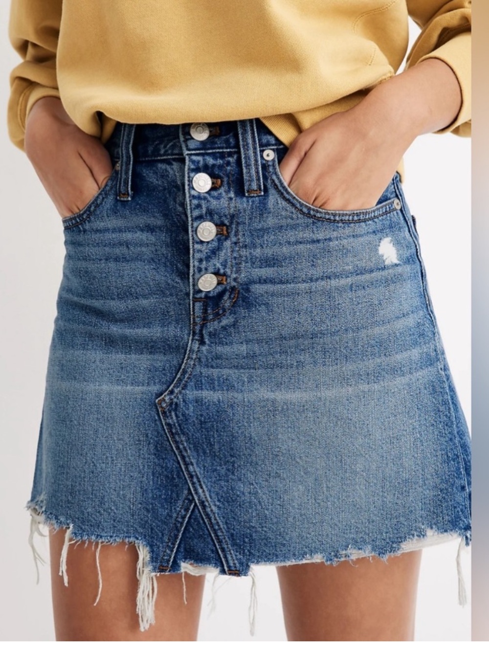 MADEWELL rigid denim A line Jean skirt size 32 NEW